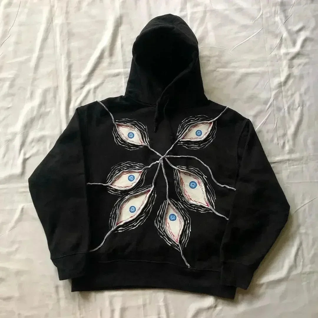 Harajuku Eye Patchwork Hoodie