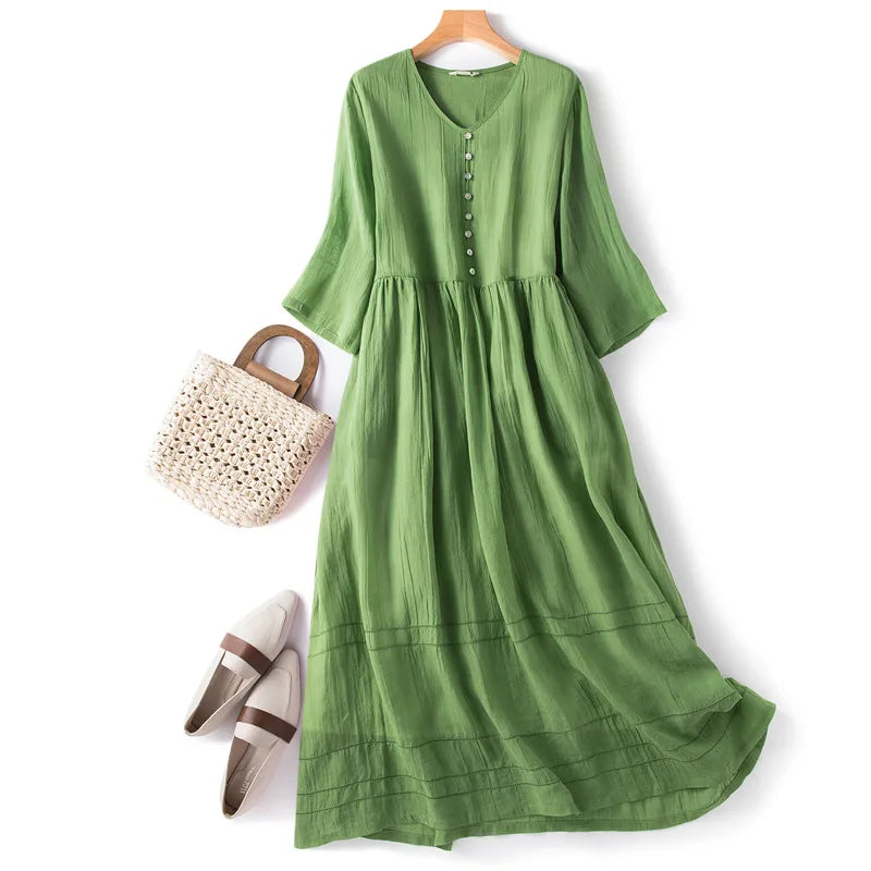 Linencrest Midi Dress