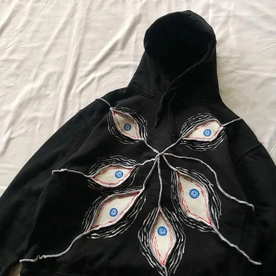 Harajuku Eye Patchwork Hoodie