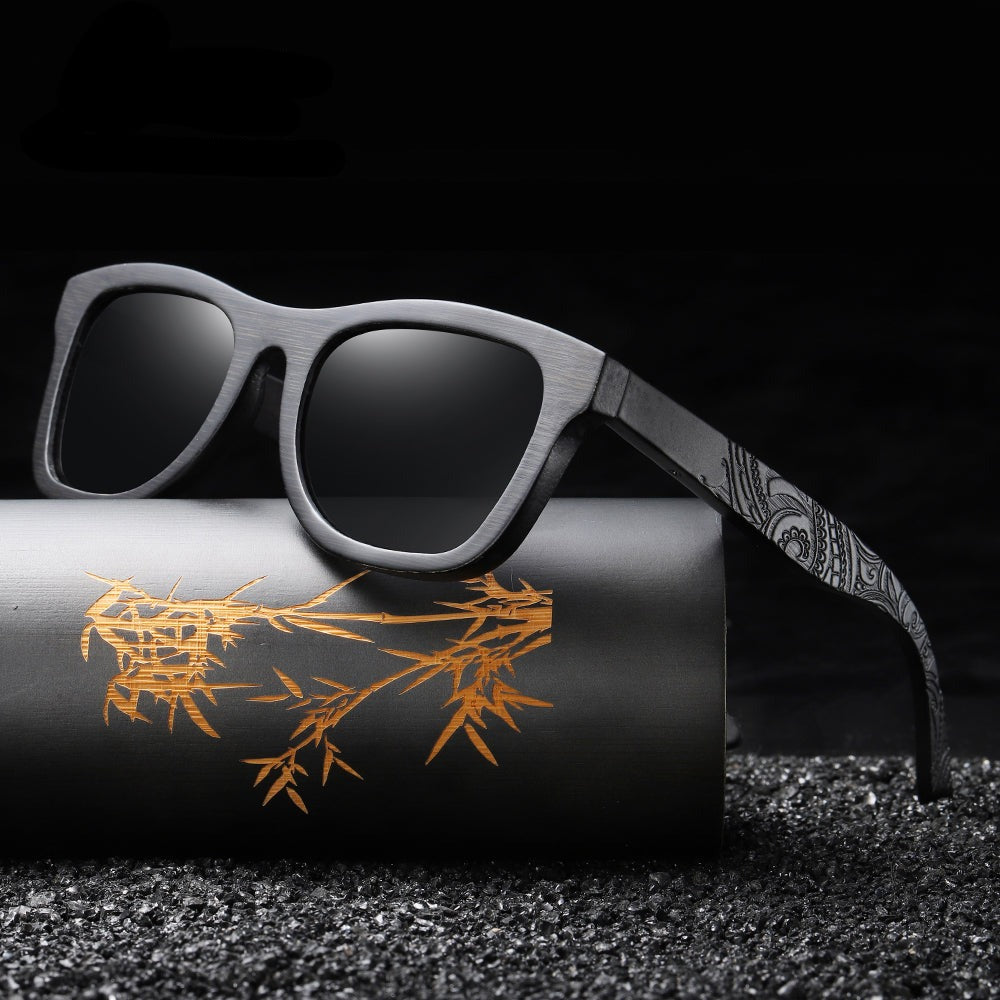 Polarized Bamboo Engraved Sunglasses