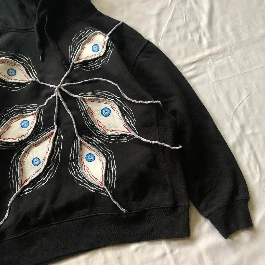 Harajuku Eye Patchwork Hoodie
