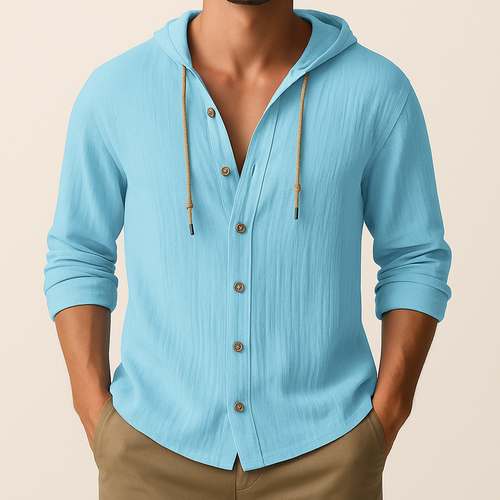 Marino Linen Hooded Shirt