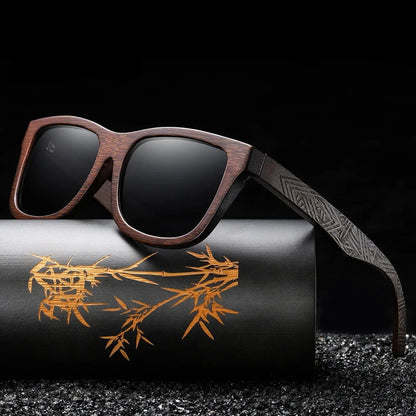 Polarized Bamboo Engraved Sunglasses