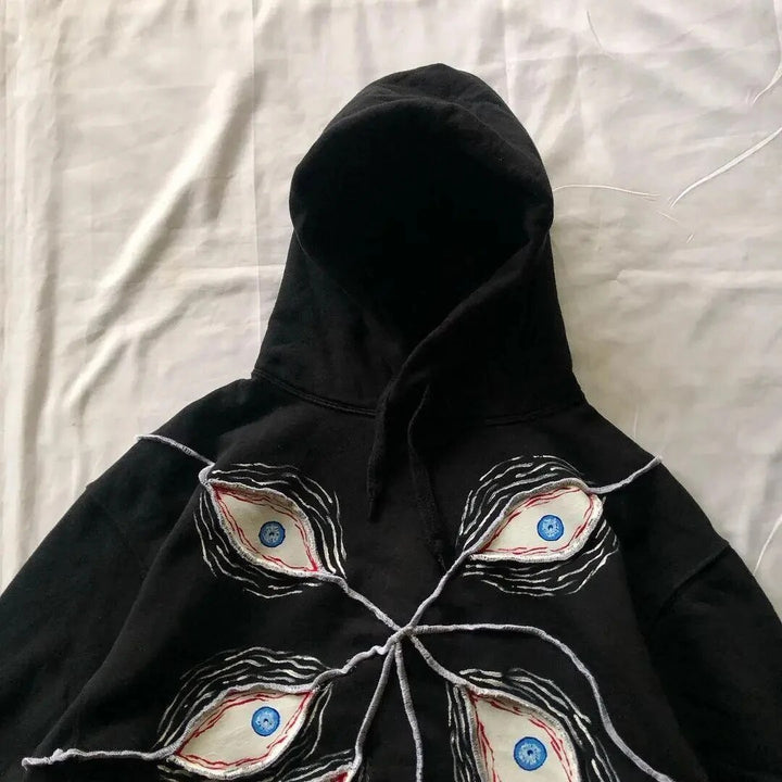Harajuku Eye Patchwork Hoodie