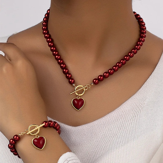 Love Pearls Necklace/Bracelet Set