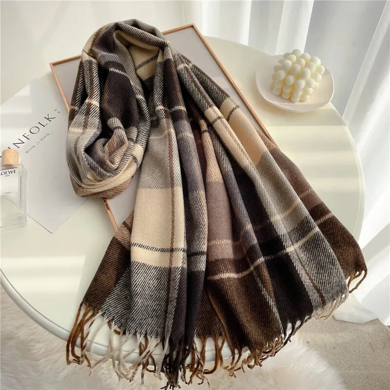 Velour Cashmere Plaid Scarf