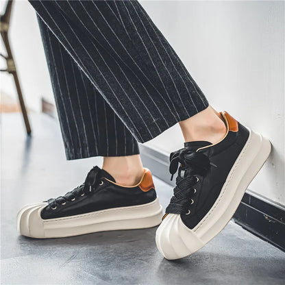 Wave Sole Leather Sneakers