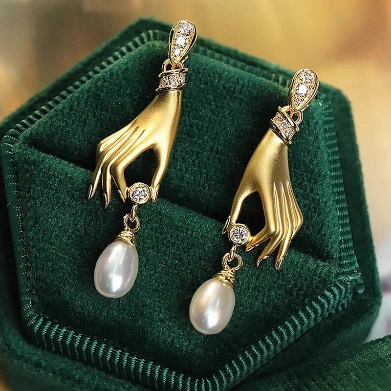 Ethereal Hand Drop Earrings