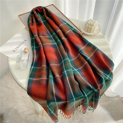 Velour Cashmere Plaid Scarf