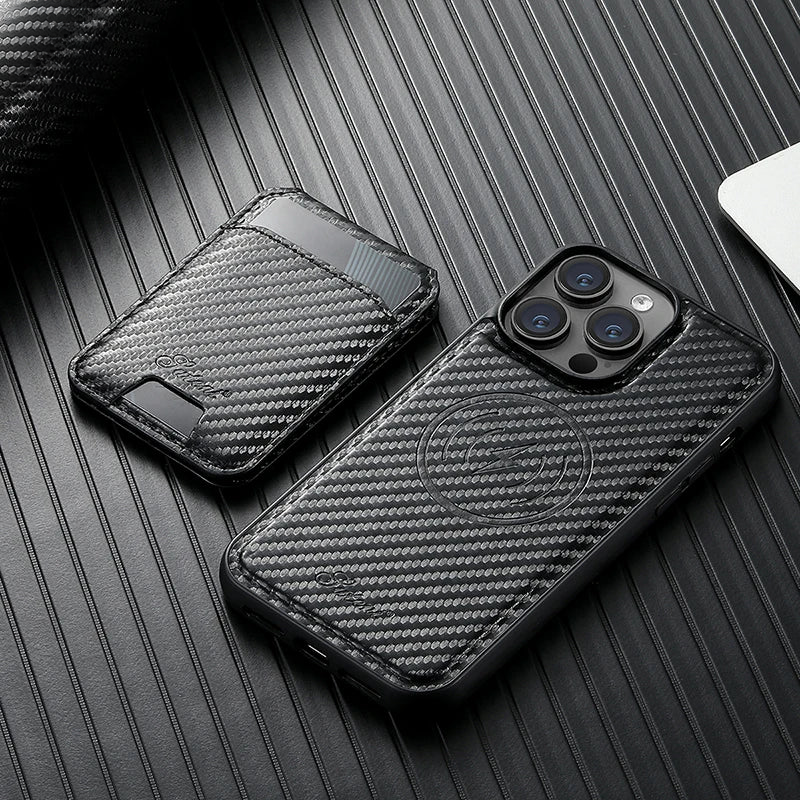 2 in 1 Carbon Fiber Wallet iPhone Case