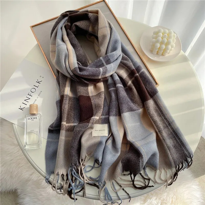 Velour Cashmere Plaid Scarf