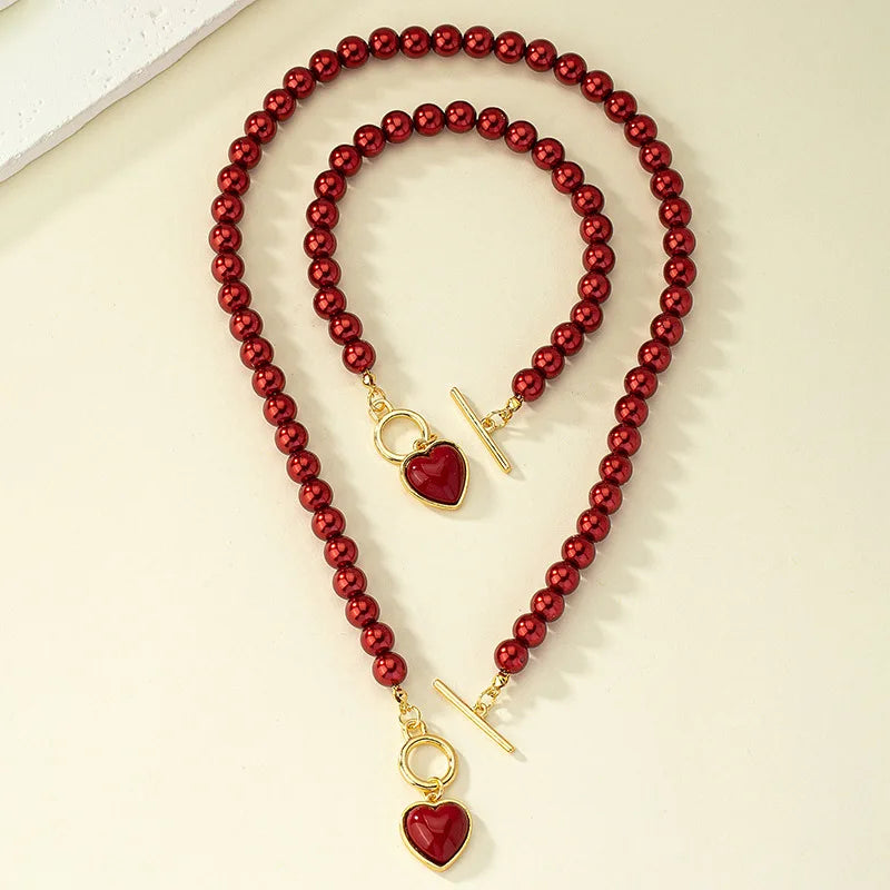 Love Pearls Necklace/Bracelet Set