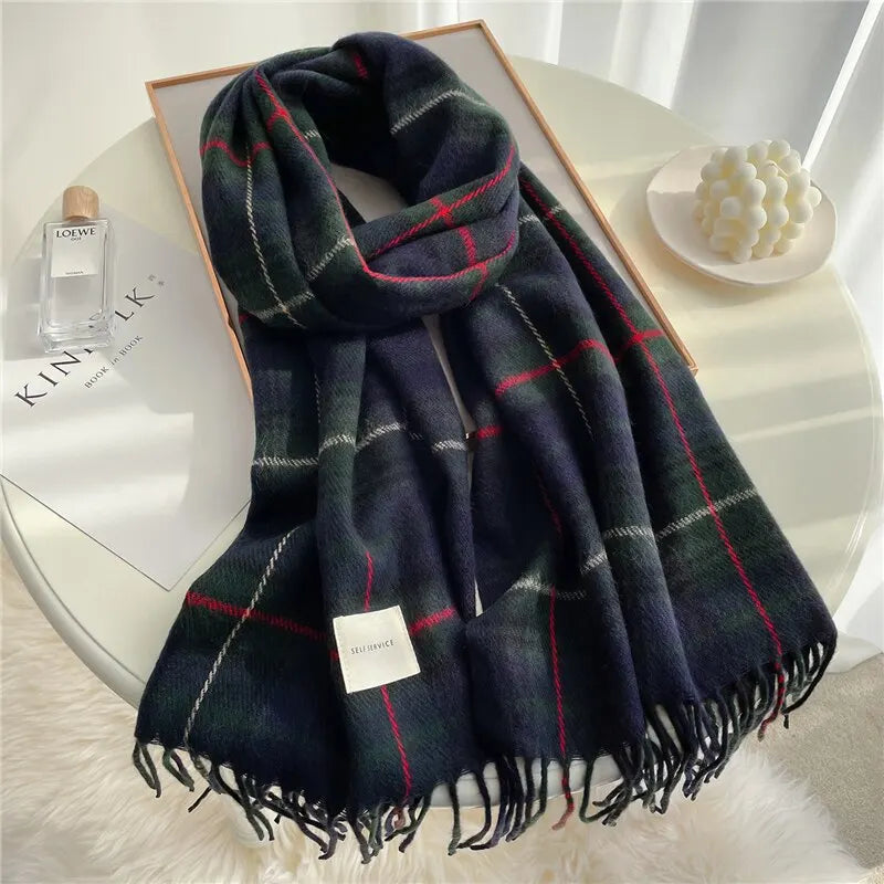 Velour Cashmere Plaid Scarf