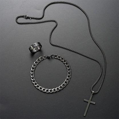 Titanium Cross Pendant Set