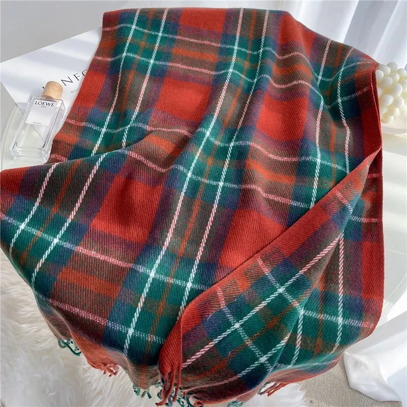 Velour Cashmere Plaid Scarf