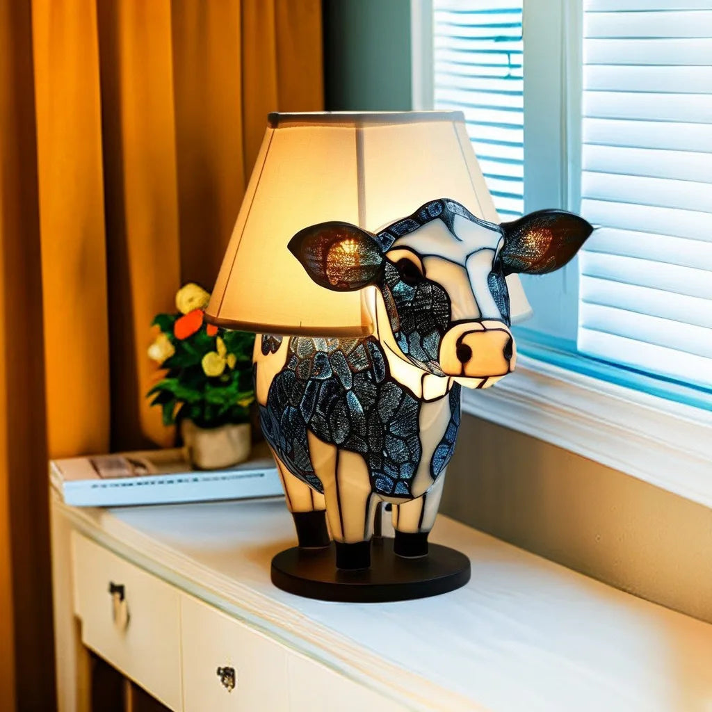 Mosaic Cow Table Lamp