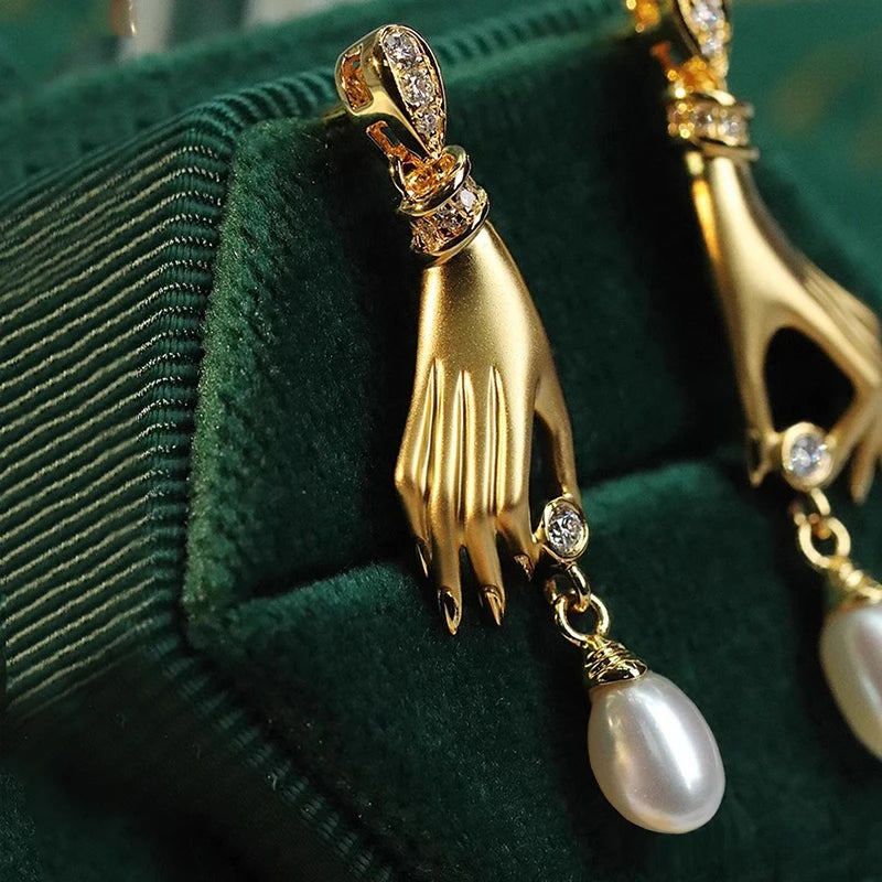 Ethereal Hand Drop Earrings