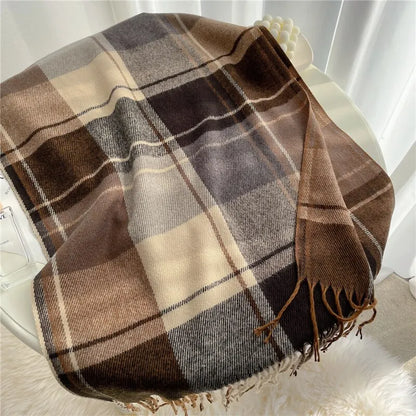 Velour Cashmere Plaid Scarf