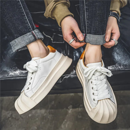 Wave Sole Leather Sneakers