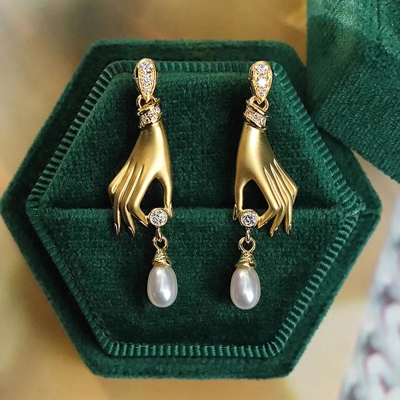 Ethereal Hand Drop Earrings