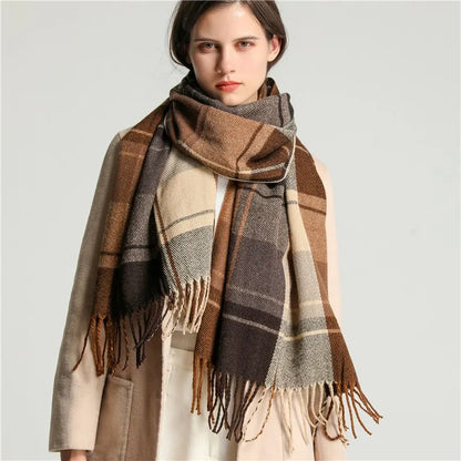 Velour Cashmere Plaid Scarf